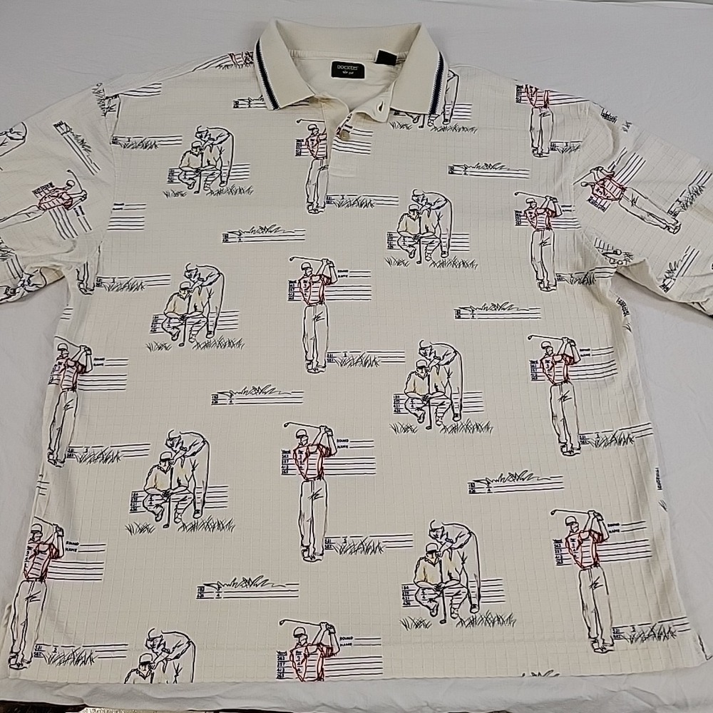 Vintage Dockers Golf Polo Shirt Mens XL Made In USA 100% Cotton Golf Pattern - Picture 2 of 11